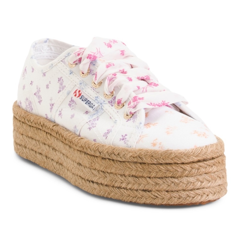 Superga floral platform lace up espadrille